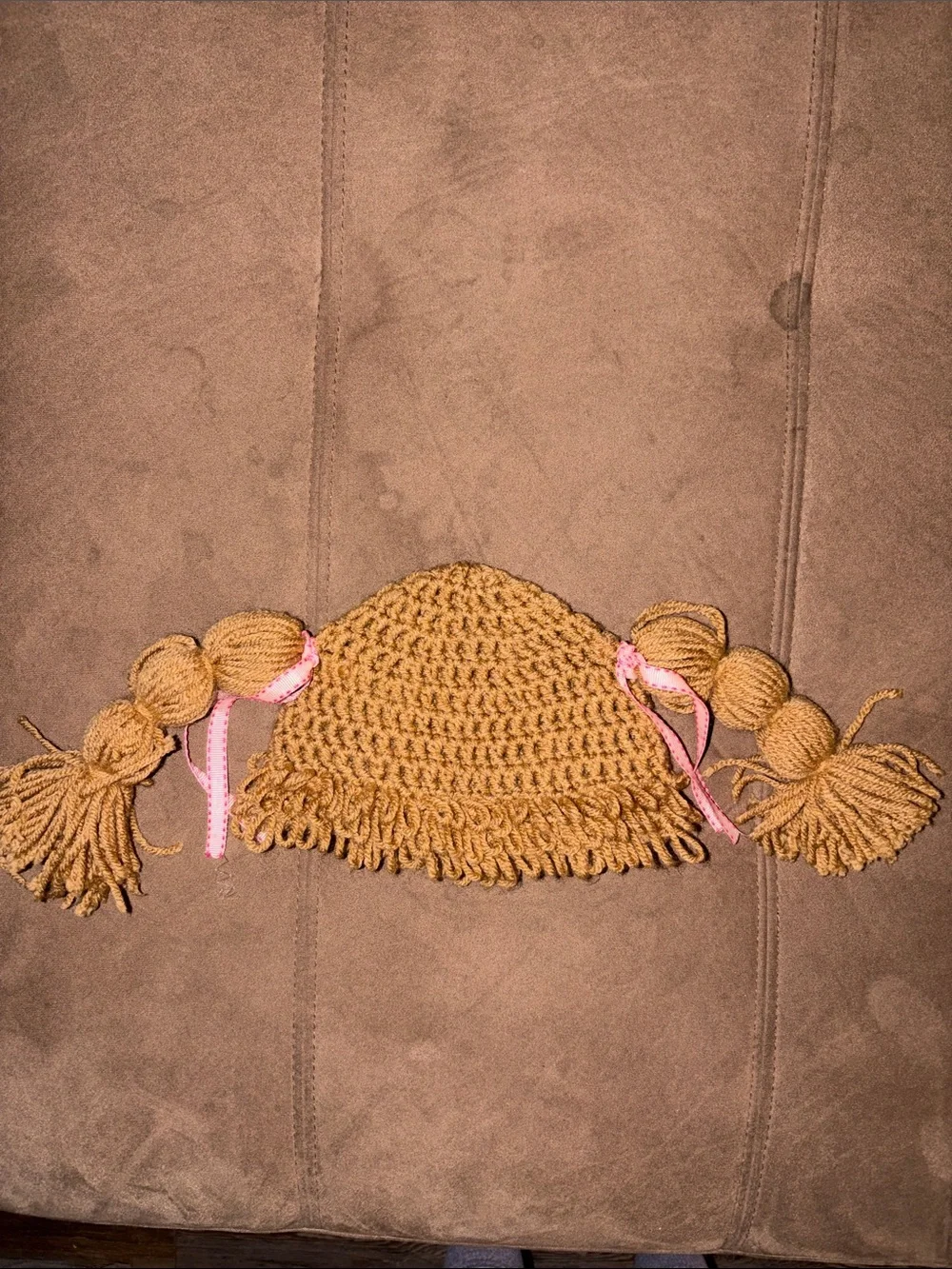 Cabbage Patch Kid Crochet Hat Wig With Pigtail Braids Infant Toddler CPK